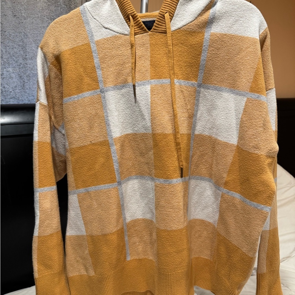 Checkered Mustard‎ and Gray Hoodie